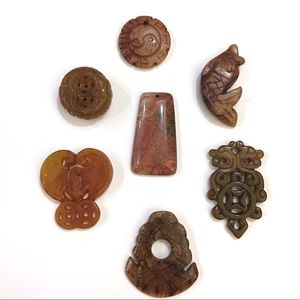 Carved jade & jasper pendants for jewelry making